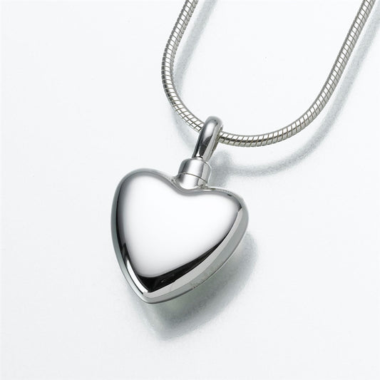 Small Silver Heart Cremation Jewelry Pendant