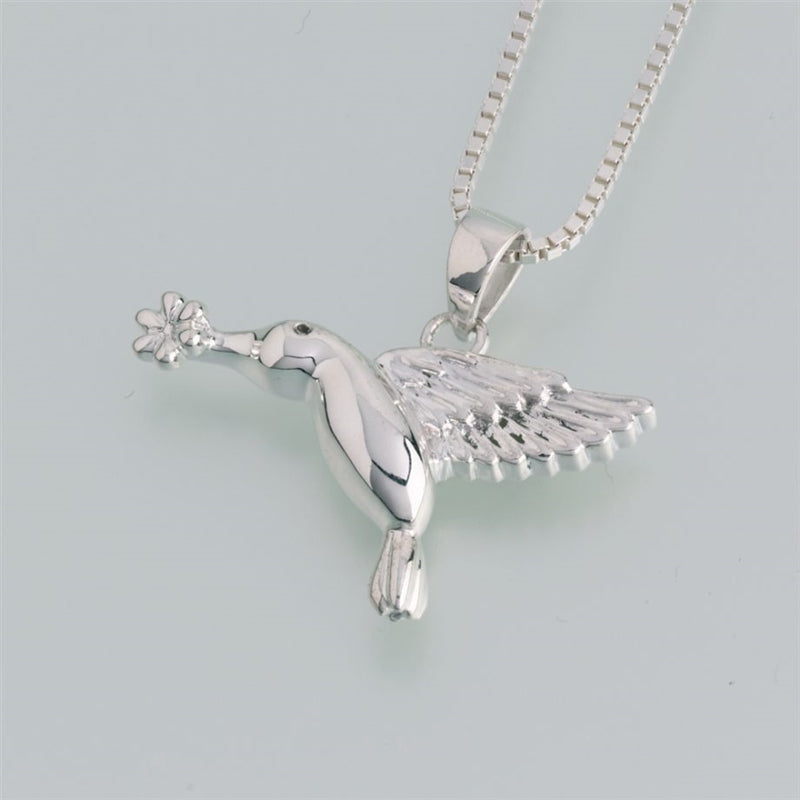Flat Hummingbird Cremation Jewelry Pendant