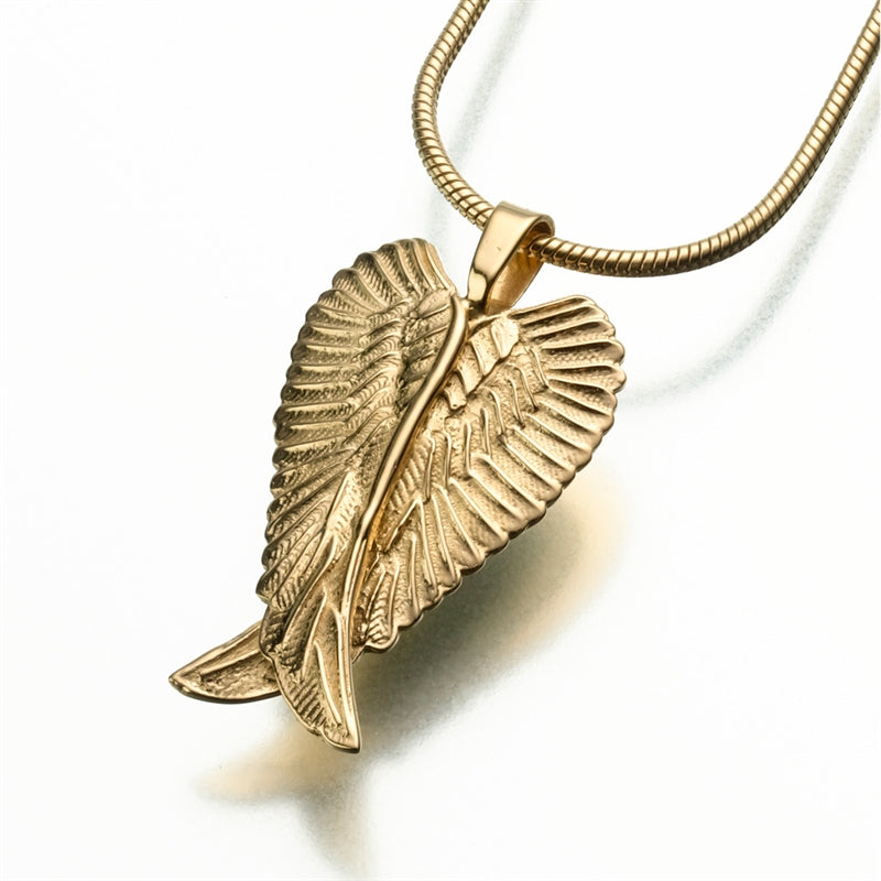 Gold Vermeil Angel Wings Cremation Pendant