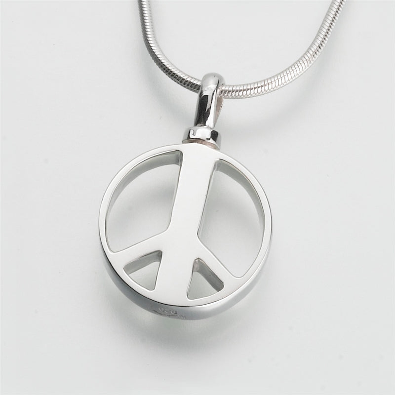 Silver Peace Sign Cremation Pendant
