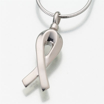 Silver Remembrance Ribbon Cremation Pendant