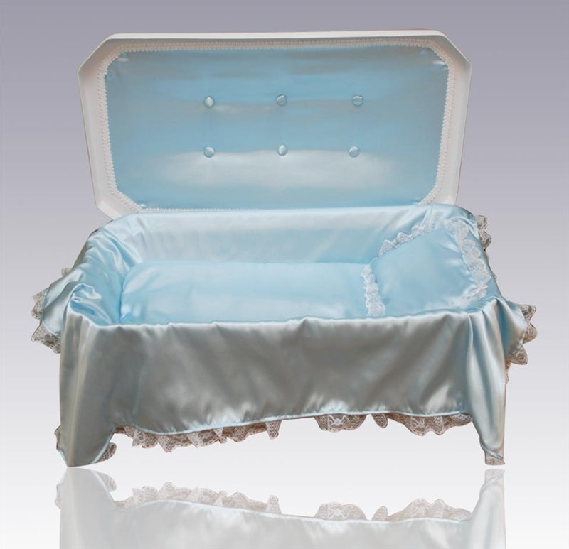 Deluxe Pet Casket in White/Blue