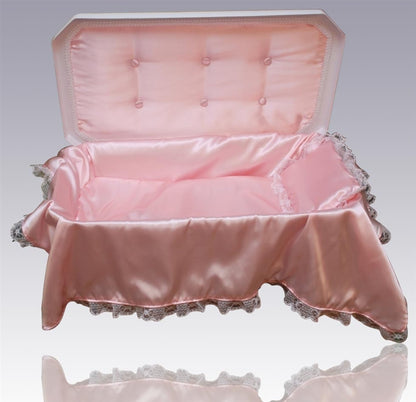 Deluxe Pet Casket in White/Pink