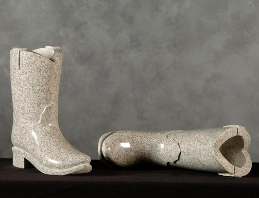 Cowboy Boot Granite Vase