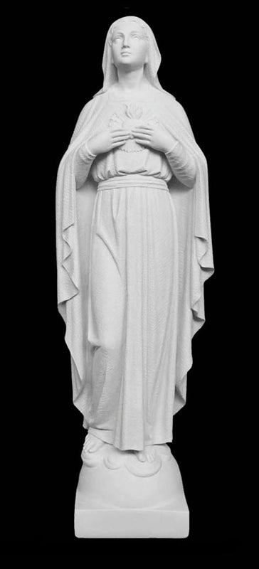 31" Sacred Heart of Mary Marble Statue